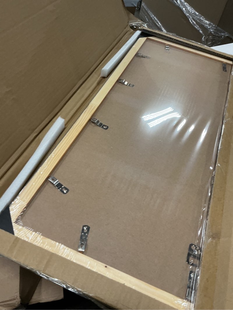 Condition photo showing Good Condition for Wood 22x28 Frame Gold, Ornate Natural 28x22in Poster Picture Frame, Modern Golden 22 x 28inch Gallery Wall Photo Frame with HD Plexiglass, Horizontal Vertical Wall Mounting Display 1pcs Gold 22x28