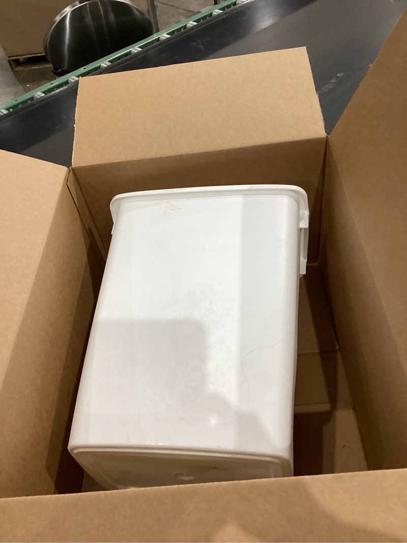 Condition photo showing As Is for rubbermaid fg2806tpwht 36 quart white open wastebasket