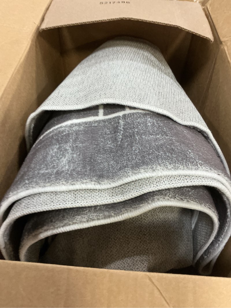 Condition photo showing As Is for Dunzy Football Rug 5 x 7 ft Football Field Rug Soft Material Non-Slip Bottom Soft Sports Theme Mat for Holiday, Celebrations Home Decor Game