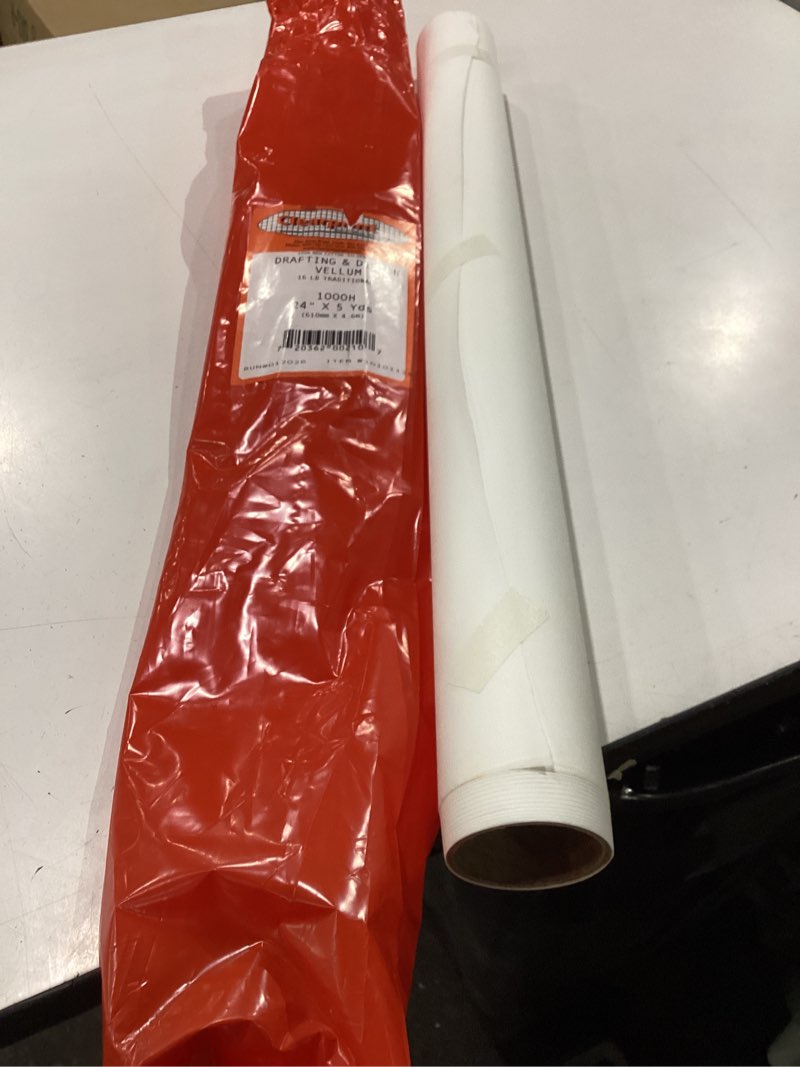 Condition photo showing As Is for clearprint 24" x 5 yards 1000h design vellum roll, 16 lb., 100% cotton, 1 each 16 lb. 24 inches w x 5 yards long