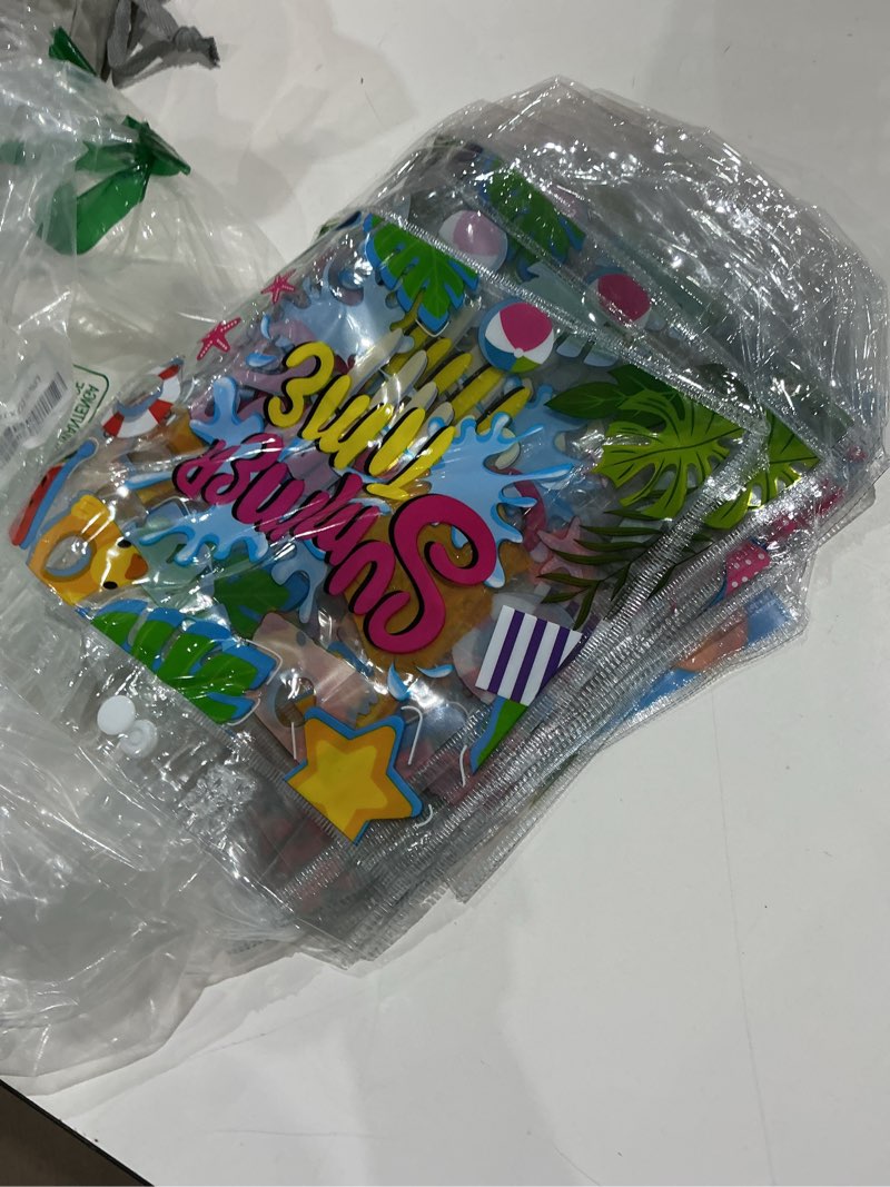 Condition photo showing Good Condition for incomplete h1vojoxo summer themed gift bags - 24pcs pool beach party favor clear bags with handles 7.87x3.2x7.87 inch summer clear pvc gift bag 4 styles waterproof and reusable pool goodie treat party tote bag