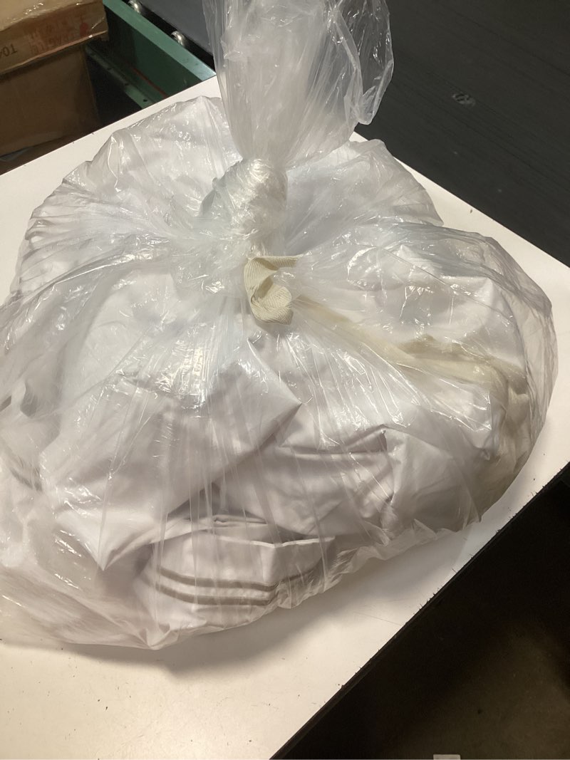 Condition photo showing New/Like New for european sheet with shams white with gray trim