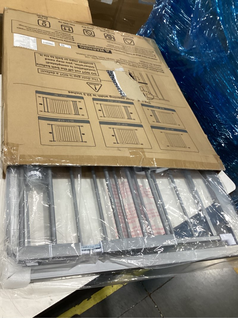 Condition photo showing Good Condition for cumbor 29.7-46" baby gate for stairs, gifts for mom-auto close dog gate for the house, easy install pressure mounted pet gates for doorways, easy walk thru wide safety gate for dog, gray gray 29.7"-46"w x 30.5"h