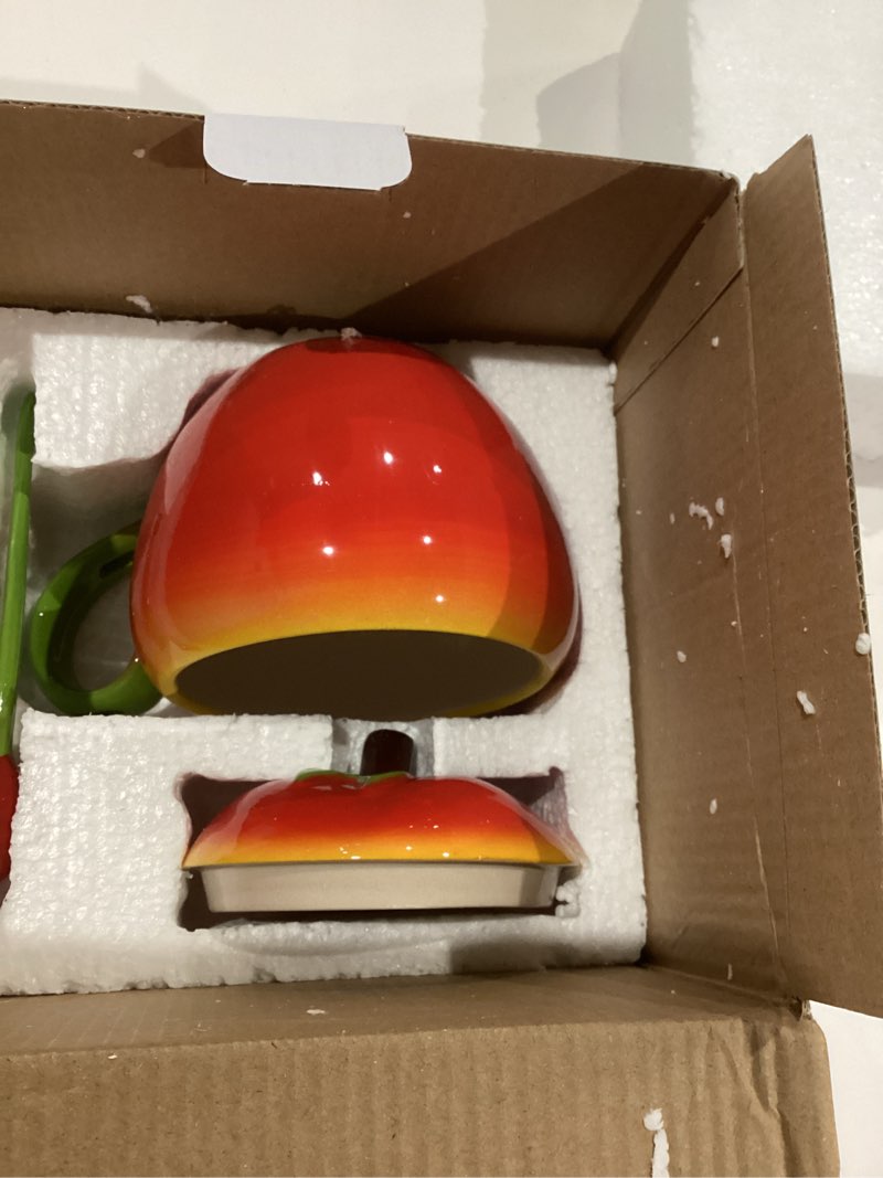 Condition photo showing Good Condition for apple mug, teacher appreciation gift, unique novelty coffee cup, great teachers gift idea & desk décor, for holidays, birthdays, end of year appreciation, for best male, female gifts