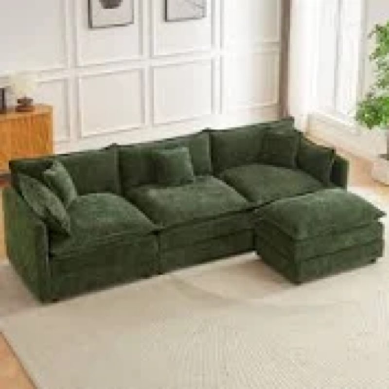 incomplete * single seat only * Sofa Green Corduroy Couch
