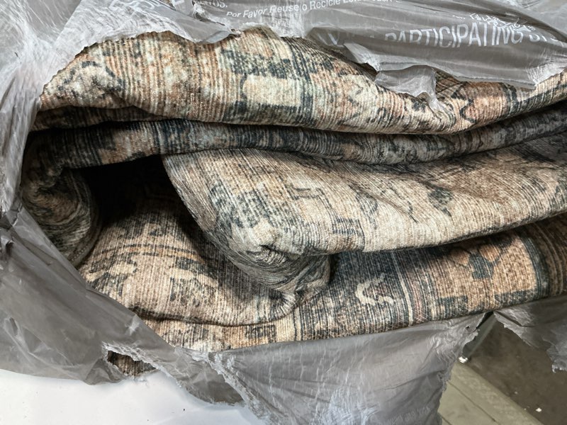 Condition photo showing Good Condition for Bavni Washable Rug 8x10 Area Rug for Living Room Bedroom Dining, Washable Vintage Print Carpet, Ultra-Thin Chenille Low Pile Lightweight Rug with Non Slip Backing, Warm Taupe Area Warm Taupe 8' x 10' (Rectangular)