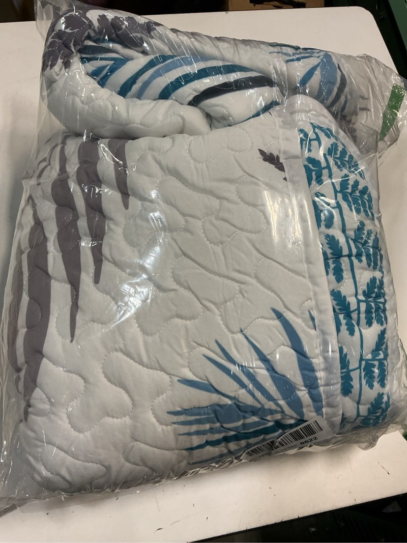 Condition photo showing Good Condition for Quilt Set King Size, Herbal Botanical 3 Pcs Soft Bed Cover Bedding Set for Kids and Adults, Fern Leaves Lightweight Bedspread Coverlet with Pillow Sham for All Season King Leaf