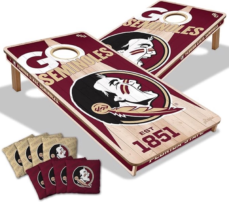 youthefan ncaa 2’ x 4’ professional wood cornhole game with logo bags florida state seminoles 2' x 4'