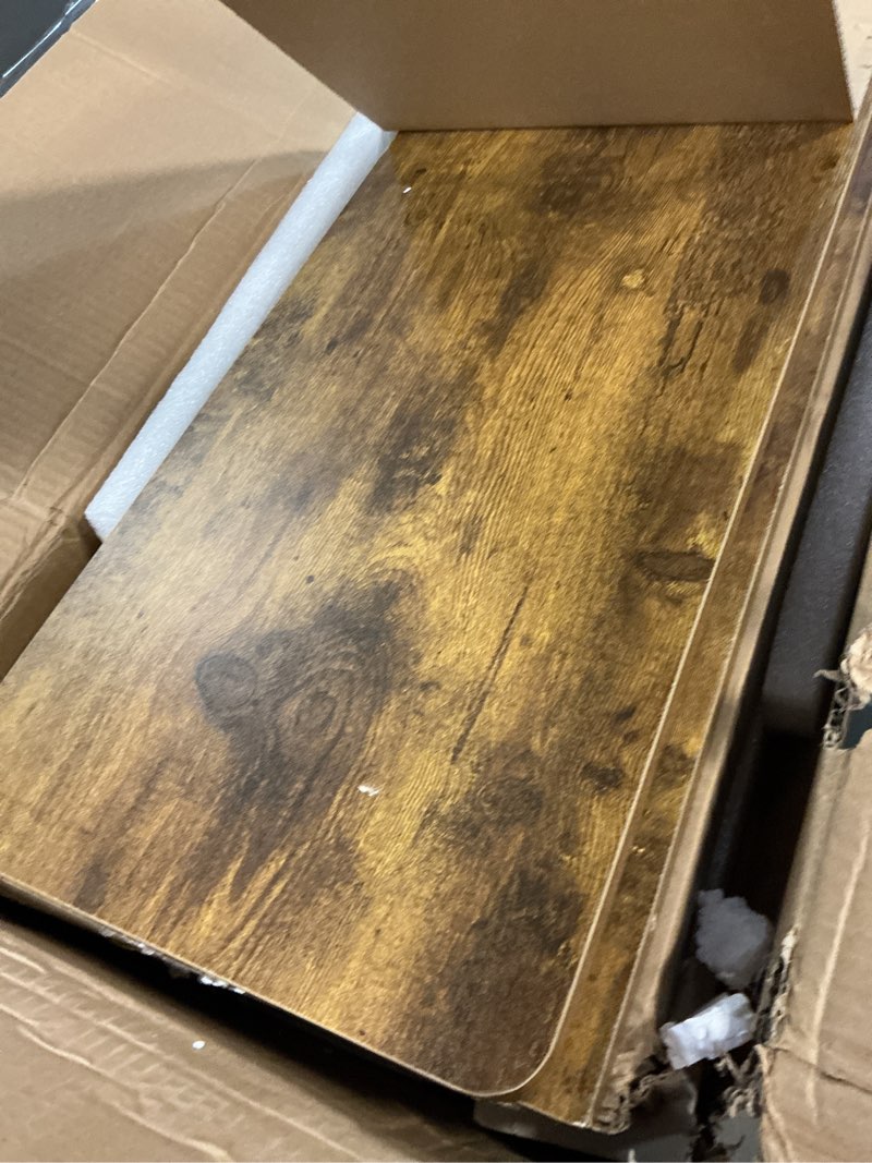 Condition photo showing Good Condition for 55 x 24 inch electric standing desk with drawers, brown | 3-year free motor replacement, 28.3-46.5 in height, 3 presets, 45 db or less, 154 lb capacity, storage drawers brown 55x24