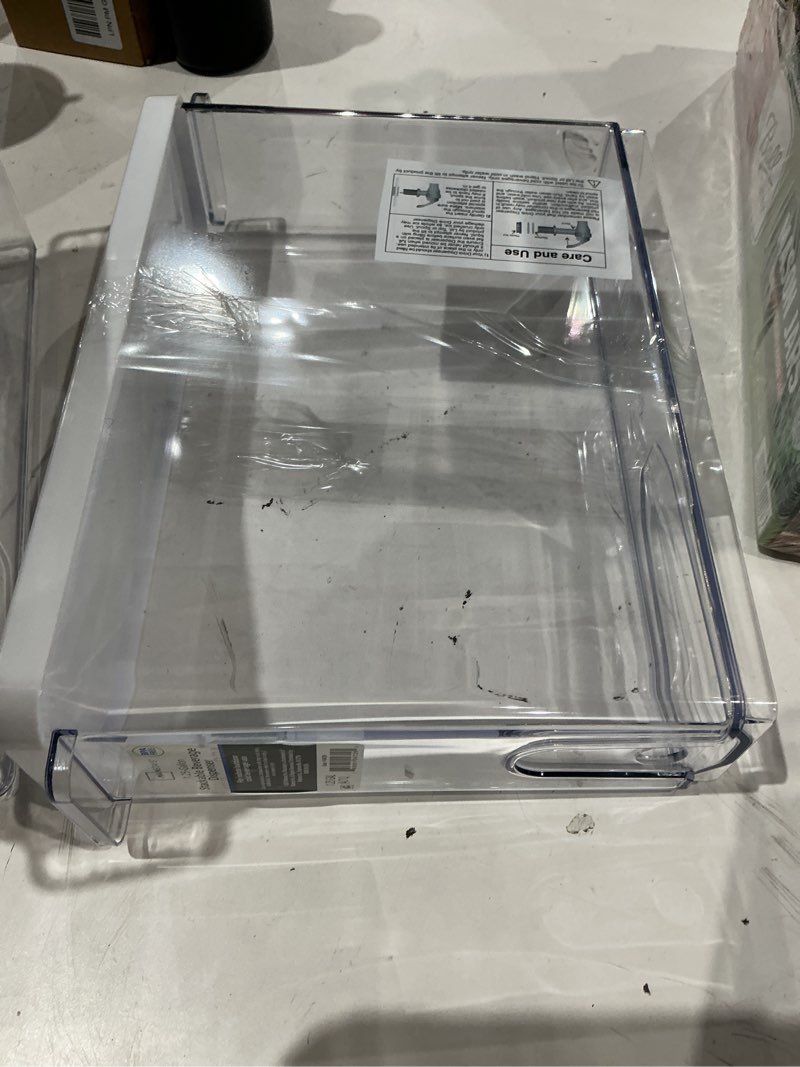 Condition photo showing As Is for mainstays 1.25 gallon drink dispenser, clear beverage container for chilled drinks, refrigerator storage