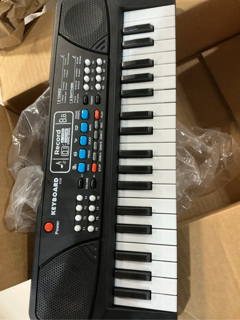 Condition photo showing As Is for m sanmersen kids piano keyboard, piano for kids with microphone portable electronic keyboards for beginners 37 keys musical toy for 3/4/5/6 year old girls boys black