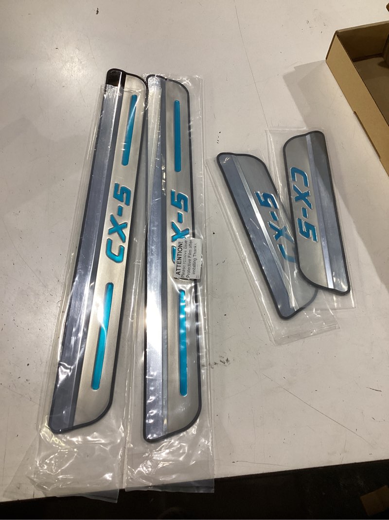 Condition photo showing New/Like New for stainless car door sill protector kick plate guard for mazda cx-5 2026-2013 | chrome glossy finish durable scratch-resistant material self-adhesive easy installation