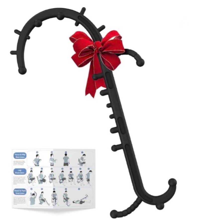back and neck massager for pain relief deep tissue, upgraded full body trigger point cane massage tools, therapy massage stick pressure point hook, muscle knot remover tool (black)