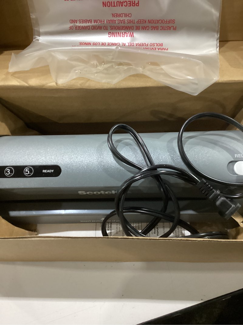 Condition photo showing Good Condition for scotch thermal laminator, 2 roller system for a professional finish, use for home, office or school, suitable for use with photos (tl901x) laminating machine