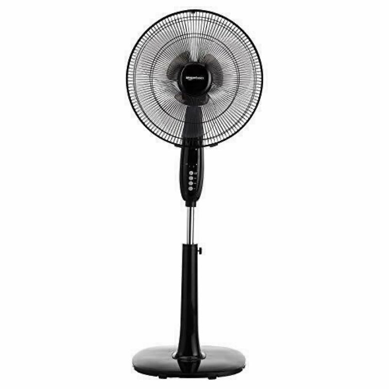 amazon basics 16-inch pedestal floor fan oscillating remote, 16-inch, black