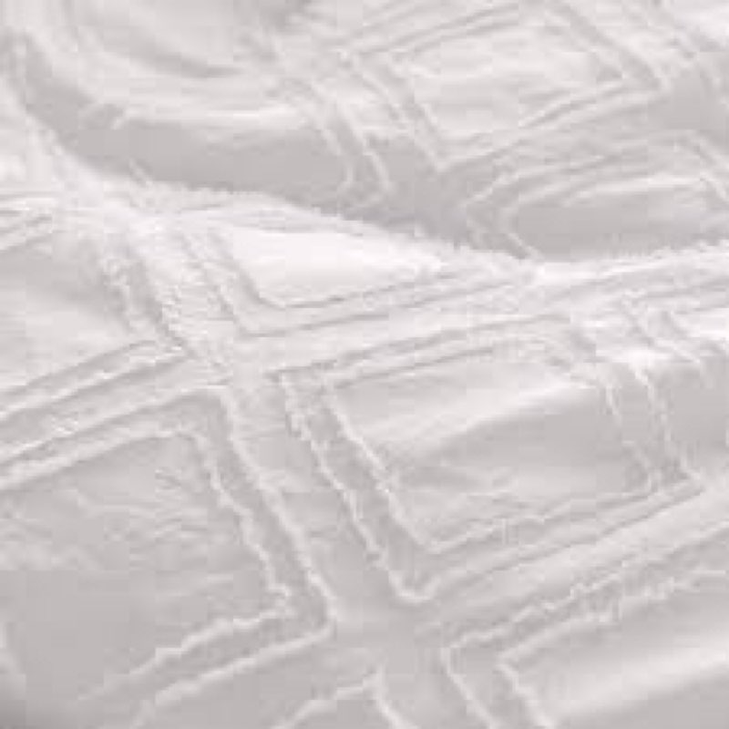 Juego de funda de edredón de algodón blanco copetudo, funda de edredón de calidad de hotel de lujo, funda de edredón geométrica hipoalergénica, juego de ropa de cama jacquard de 3 piezas, tamaño A