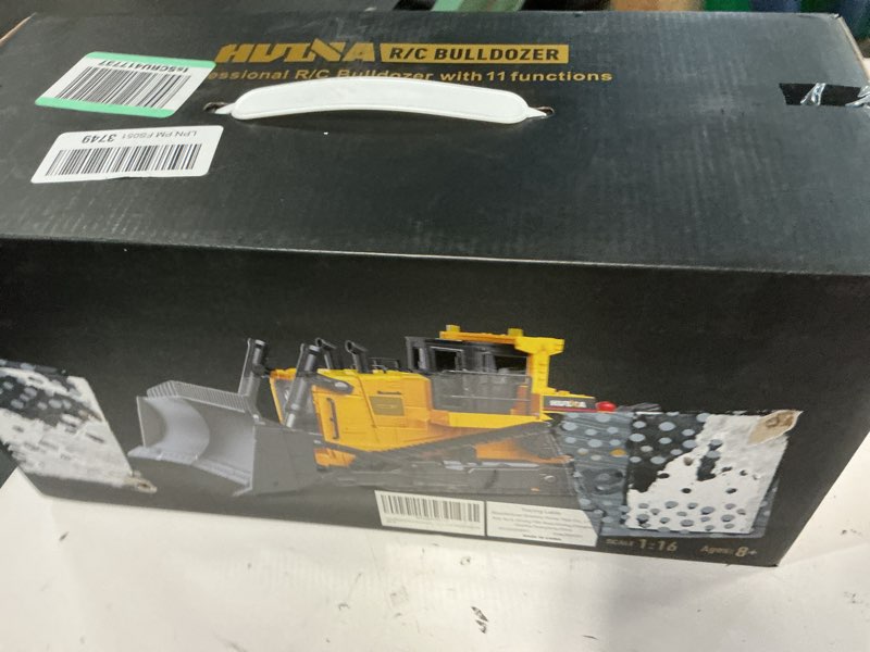 Condition photo showing New/Like New for fisca remote control bulldozer rc 1/16 full functional construction vehicle, 2.4ghz 11 channel dozer front loader toy with light and sound for kids age 6, 7, 8, 9, 10 and up years old