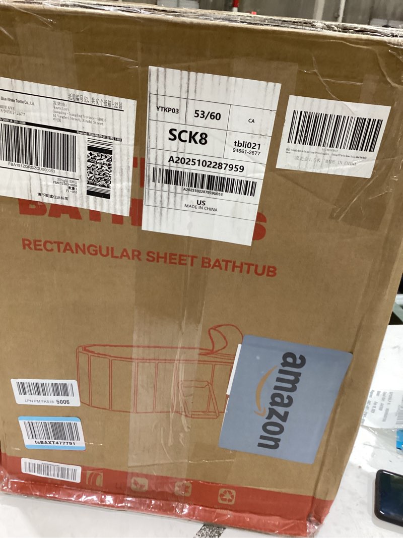 Condition photo showing Good Condition for Foldable Bathtub for Adult Large 59'in Collapsible tub Portable Bathtub for Bathroom Folding SPA Tub for Shower Stall, Ideal for Small Spaces Bathtub XXL: 59"L x 33.8"W x 21.6"H