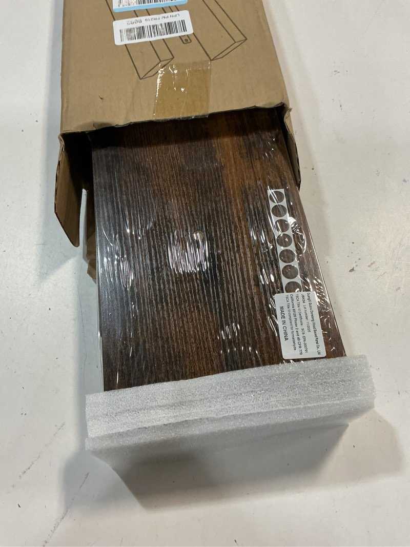 Condition photo showing New/Like New for BAYKA Floating Shelves, 22.5 inches Rustic Wood Wall Shelves for Bathroom?Bedroom, Living Room, Kitchen & Book, Hanging Display Decor Organization Shelf with 22 lbs Capacity (Rustic Brown) B. Rustic Brown - Americana Farmhouse Style 22.5inches