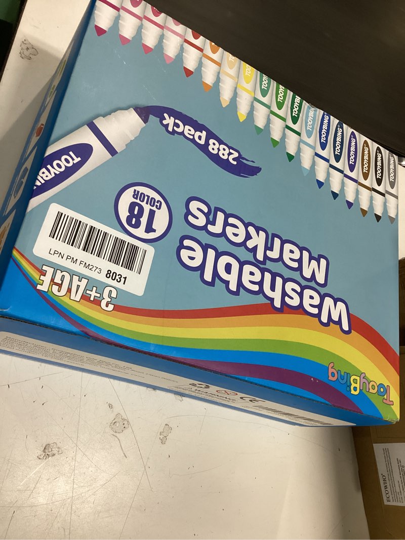 Condition photo showing New/Like New for TooyBing Washable Markers Bulk (288 Count), 18 Assorted Colors, Washable Markers for Kids Classroom 