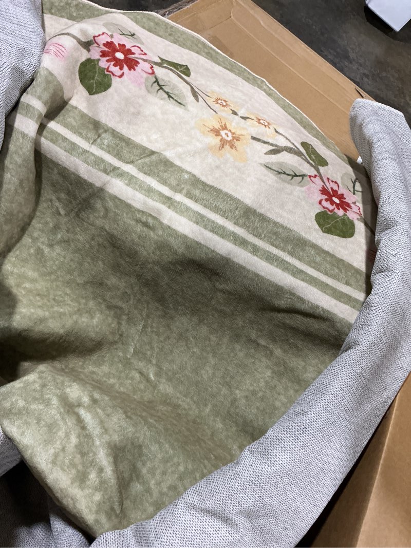 Condition photo showing As Is for lahome scalloped rug green living room rugs 8x10,non-slip soft bedroom rugs stain resistant, floral bedroom rug 8x10 under bed carpet for nursery playroom dining room ariele 8' x 10' (rectangular) green