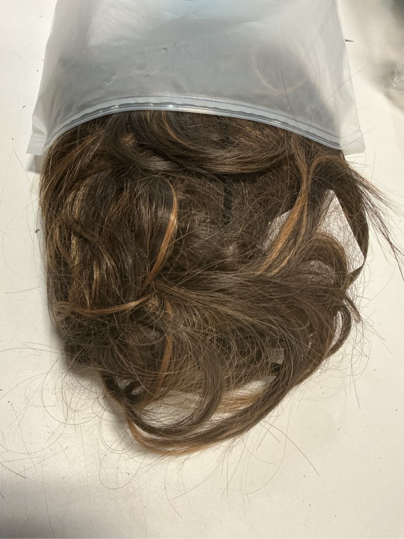 Condition photo showing As Is for haircube long dark brown with highlights wigs for women synthetic curly wavy hair wig for daily
