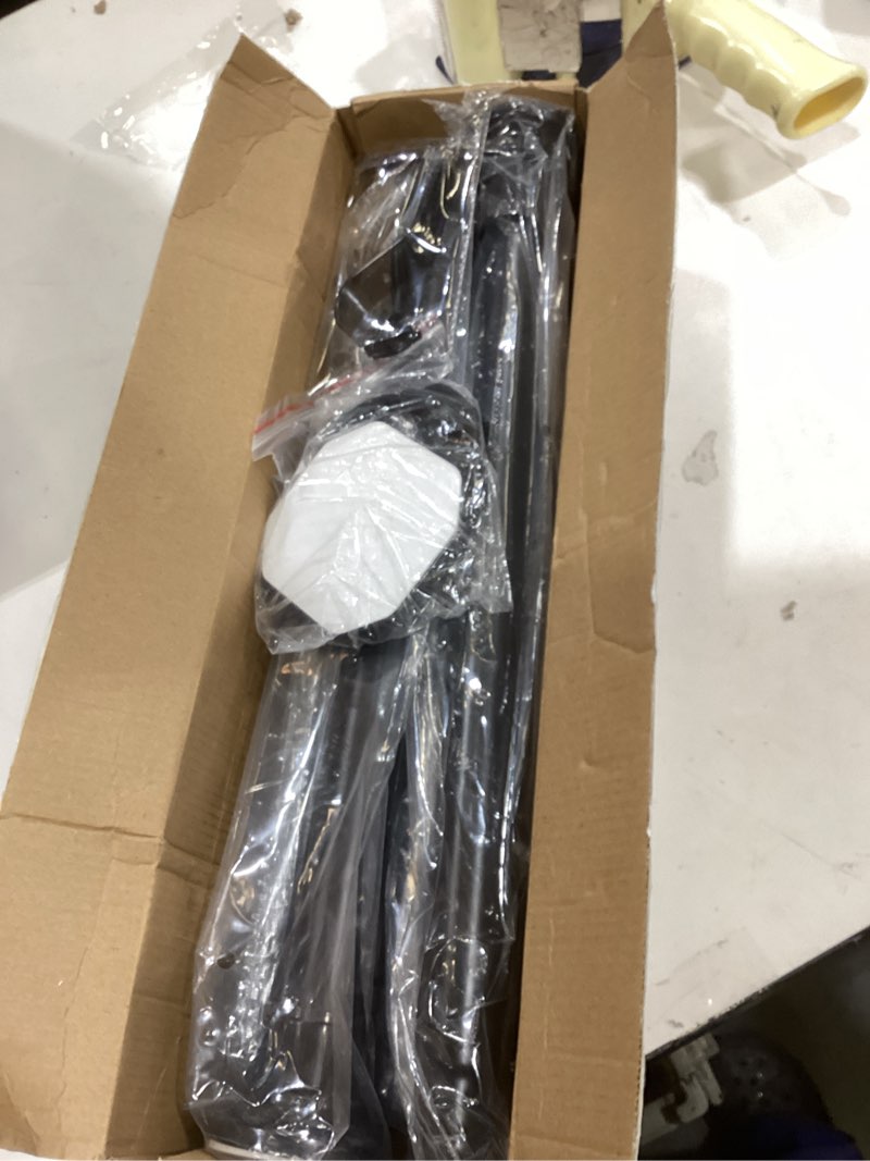 Condition photo showing New/Like New for Black Long Curtain Rod Tension Shower Curtain Rods 30 to 120 inch Adjustable Spring Heavy Duty Rods for Bathroom Windows Outdoor No Drill No Slip Spliced and Telescopic Design 30-120“ Black