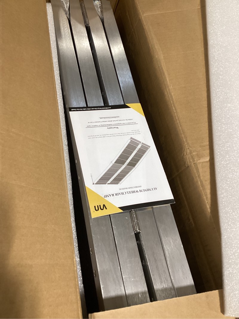 Condition photo showing As Is for vnn portable wheelchair ramp 5ft, seamless non-slip aluminum ramps for wheelchairs for home, handicap wheelchair ramps for home steps, aluminum loading dock plates aluminum 5ft (usable height 5-15 inch)