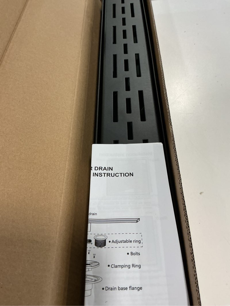 Condition photo showing Good Condition for 24 Inch Linear Shower Drain Black with Brickwork Cover, Rectangular Floor Drain 304 Stainless Steel Black Linear Drains with Accessories, CUPC Certified