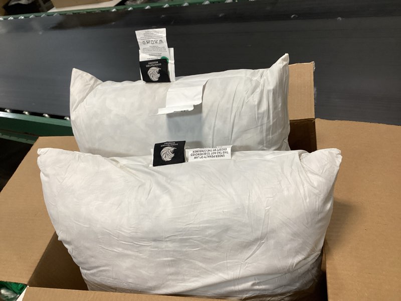 Condition photo showing item condition for Organic Feather Down Throw Pillow Inserts (20x20 Inch, Set of 2) - 100% Cotton Shell, Filling of Feathers & Memory Foam, Square Decorative Pillow Form Core for Couch, Sofa, and Bed