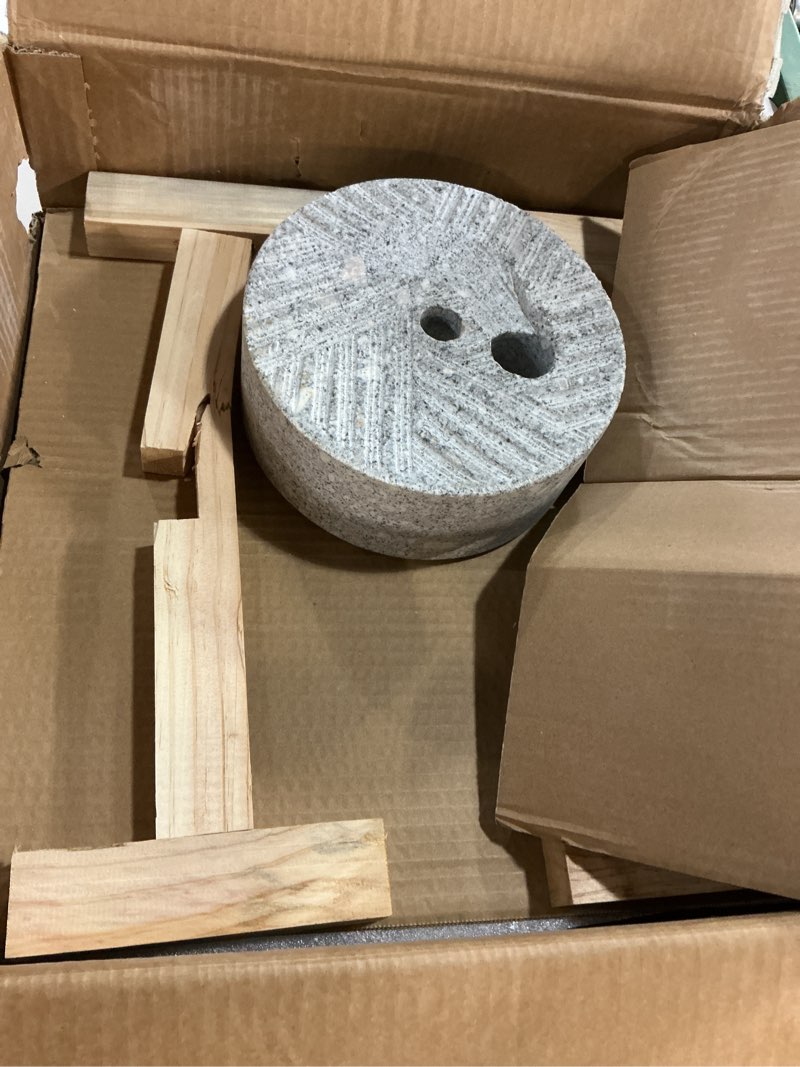 Condition photo showing As Is for Stone  Grain Mill - Hand Crank Grinder, 15.7"(40cm) Grain Mil with Beech Wood Stand, Manual Grinder for Rice, Coffee Beans, Wheat, Beans