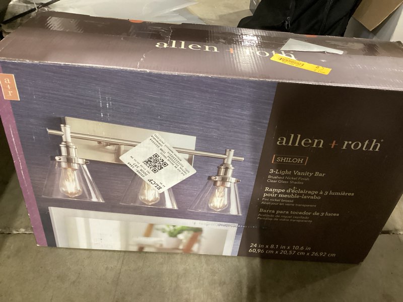 allen + roth 24" shiloh 3-light brushed nickel farmhouse bathroom vanity light