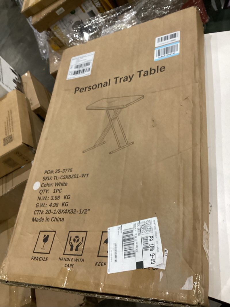 Condition photo showing New/Like New for vingli small adjustable folding table, 13.8 in-28 in height personal laptop tv tray, hdpe plastic top with steel frame, 30 inch, white white 32"