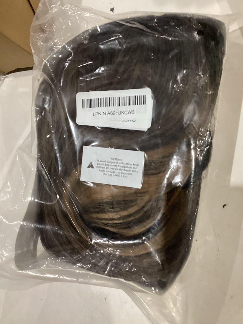 Condition photo showing New/Like New for long wavy ombre honey blonde brown wig for white black women, synthetic beach loose body wave brunette hair wig, dark root natural looking realistic ladies sexy blond highlights wigs brown with blonde highlight&dark root