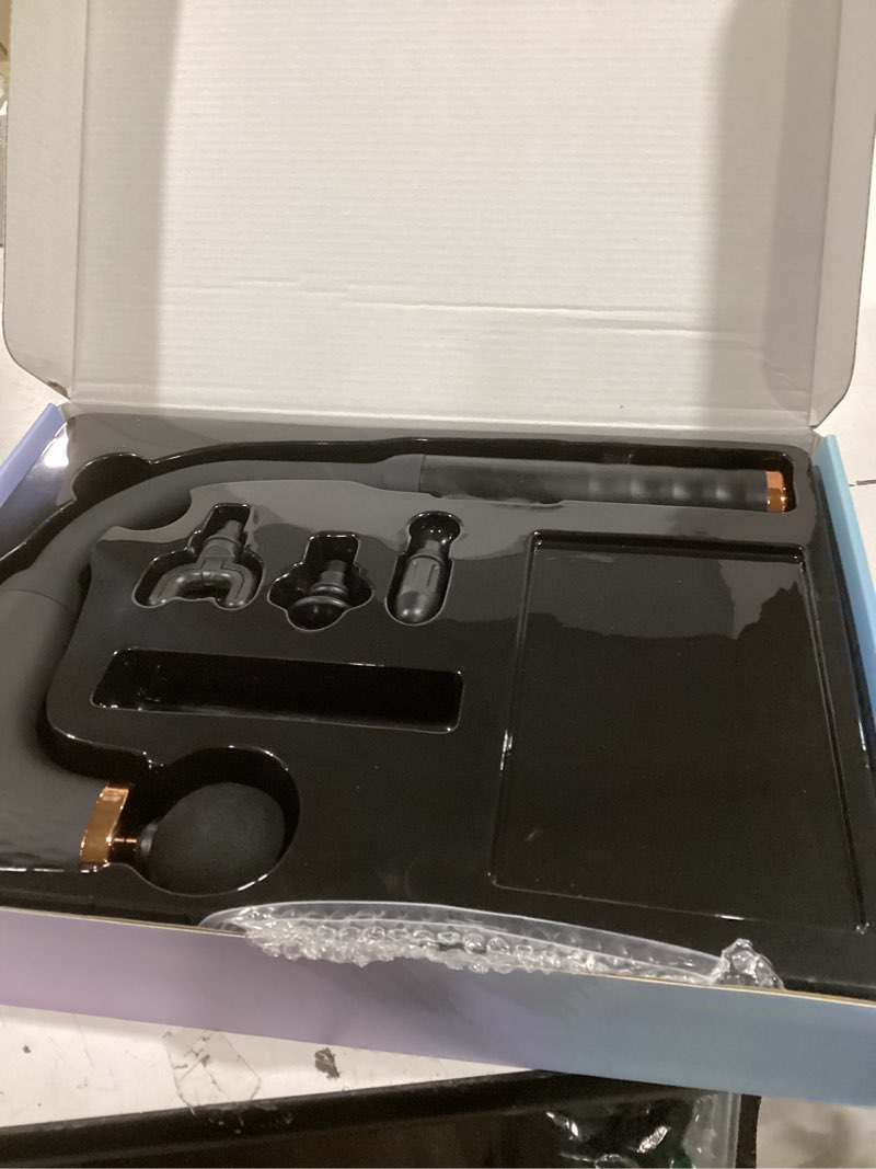 Condition photo showing As Is for Massage Gun with Upgraded Extension Handle, Back Massager for Pain Relief Deep Tissue, Muscles/Neck/Shoulders/Waist/Legs Massager with 4 Massage Heads & 6 Speed Levels & 3 Massage Modes Black Gold