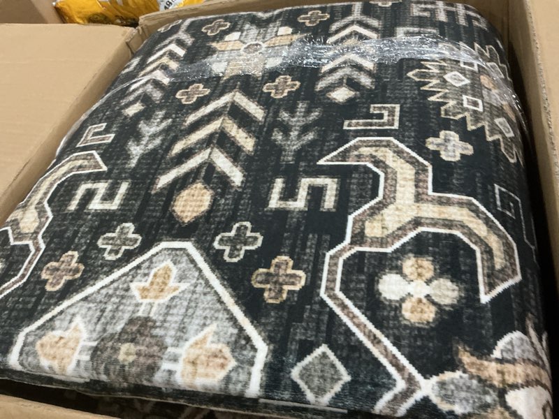 Condition photo showing Good Condition for ruaruarug area rug non slip machine washable ultra soft living room/bedroom/kitchen/outdoor/classroom black gold, 10'×14' black gold 10' x 14' (rectangular)