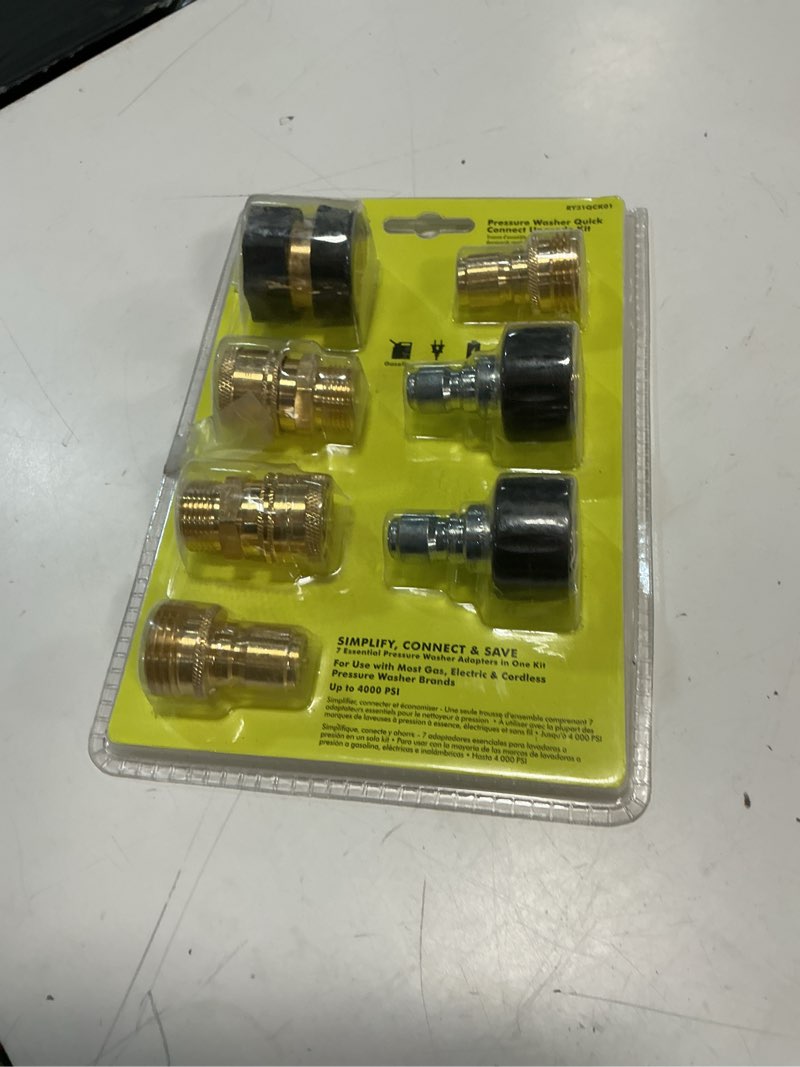 Condition photo showing As Is for 7-piece pressure washer quick connect upgrade kit