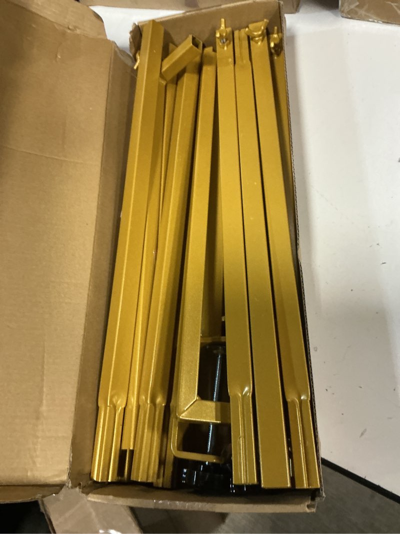 Condition photo showing Good Condition for Fomcet Over The Table Rod Stand with Clamps Gold Adjustable Tables Arch 13''-42'' Tall 29"-98" Length Metal Table Arch Stand for Wedding Birthday Party Halloween Christmas Decoration 1 Gold