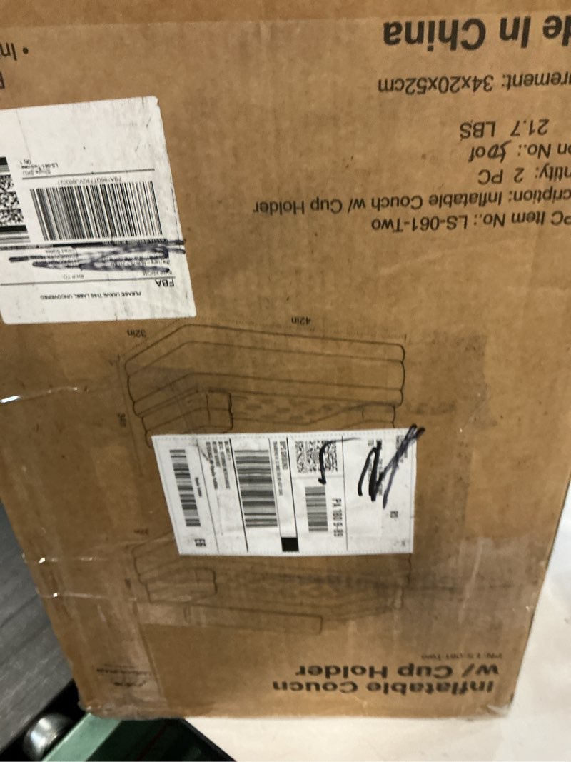 Condition photo showing New/Like New for inflatable couch set with cup holders & pump, velvety air sofa (1 loveseat 60"x32"x34" & 1 chair 41"x32"x34") for camping & home l+1 set mocha