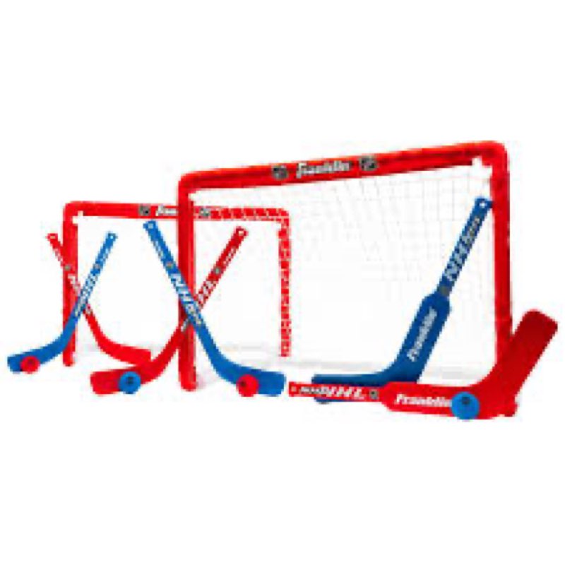 Franklin Sports Knee Hockey Goal Set of 2 - Mini Hockey Set for Kids - Player and Goalie Sticks Included