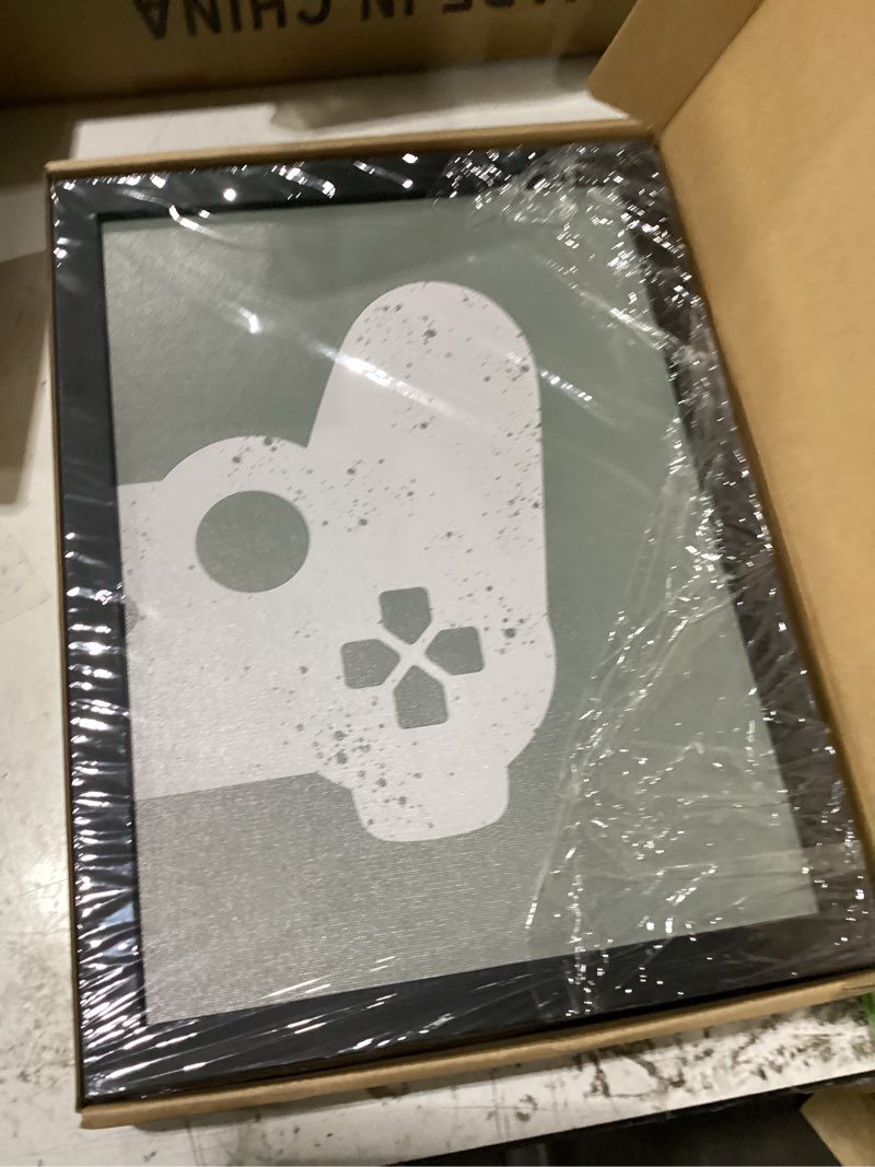 Condition photo showing New/Like New for 3pc framed gaming themed wall art headphone and game controller poster canvas print modern video game gallery style suitable for children's room playroom wall decoration 12x16 inches ready to hang