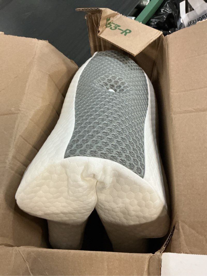 Condition photo showing As Is for sleep doctor approved cervical neck pillow for sleeping, ergonomic contour side sleeper pillows for adults, cooling orthopedic pillow for pain relief support, memory foam pillows back stomach sleepers light grey standard
