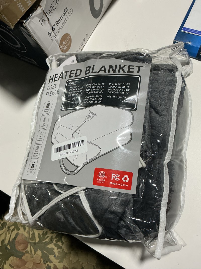 Condition photo showing As Is for Electric Heated Blanket Full Size 72×84, Breathable & Luxurious Flannel, Soft Warm Gift with Over-Heat Protection, 4 Heating Levels & 10 H Auto Shut Off, Machine Washable, Dark Grey 01 - Dark Grey 72"x84" (Full Size)