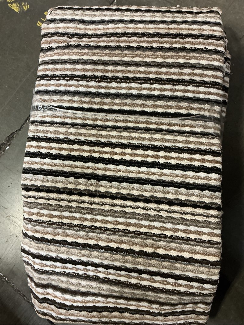 Condition photo showing As Is for Garland Rug Carnival Stripe Non-Slip Recycled 9' x 12' Random Earthtone Stripes Area Rug – Modern, Stain-Resistant, Ideal for Living Rooms & High-Traffic Areas Assorted Earth Tones (Colors Will Vary) 9' x 12' (Rectangular)