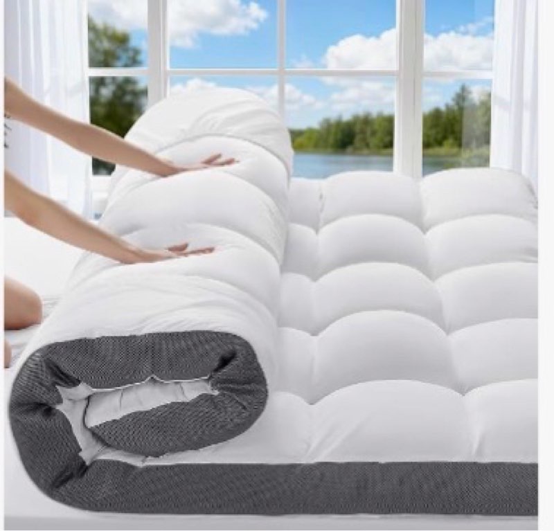 4 inch memory foam mattress topper, cooling extra thick 2000 gsm pillow top mattress pad for back pain relief(queen,60"x80")