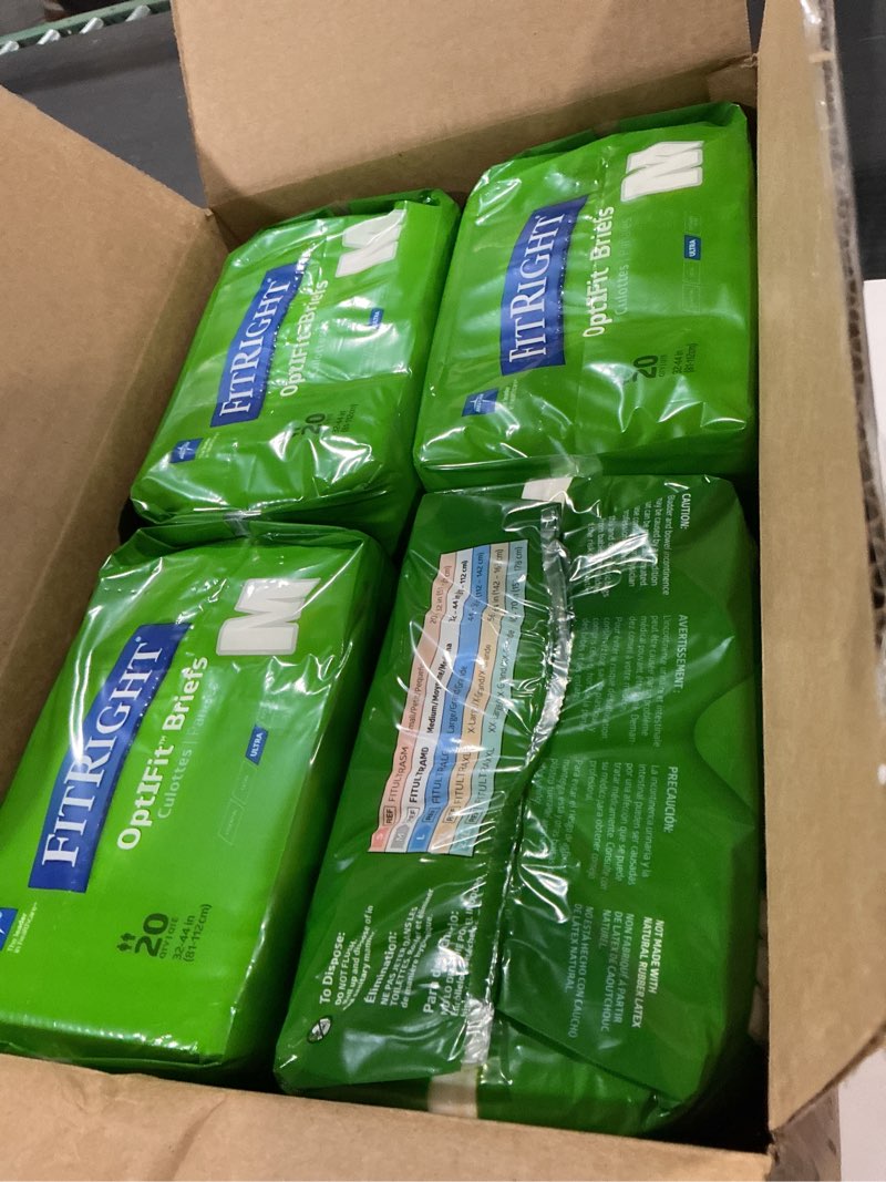 FitRight Adult Diapers, Ultra Heavy Absorbency, M (Waist Size 32in-44in), 80 Count, OptiFit Incontin