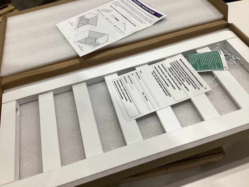 Condition photo showing New/Like New for toddler safe guardrail compatible with delta children convertible crib, crib rail for prevent toddler from rolling off the bed, white