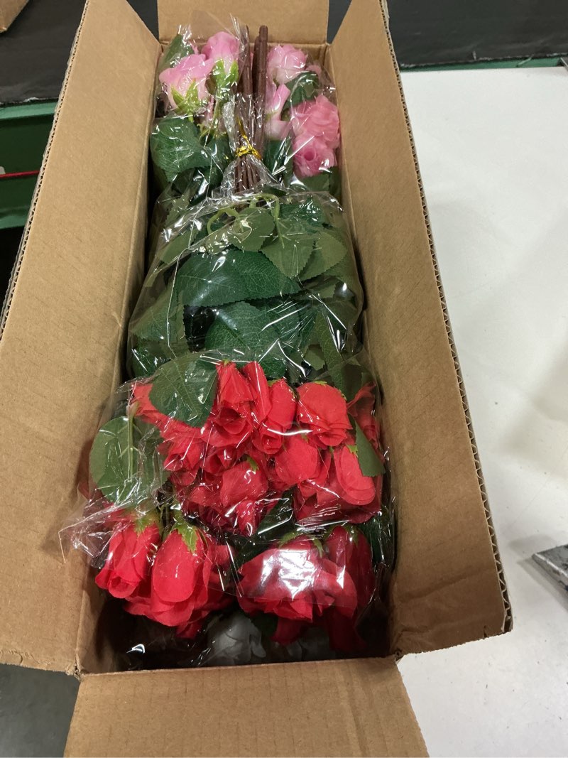 Condition photo showing New/Like New for 16 bundles artificial roses for front door outdoor decor, realistic fake silk bouquets flowers faux uv resistant real looking rose plants for garden farmhouse home spring summer decor (mixed color) 16 mixed color