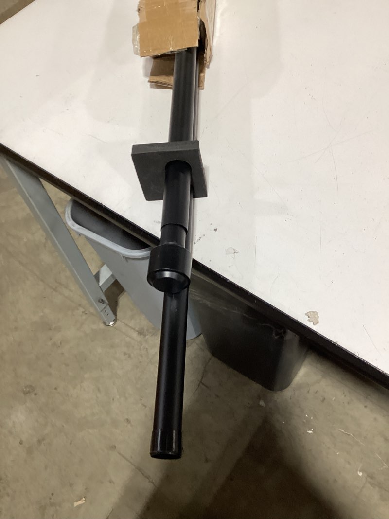 Condition photo showing As Is for heavy duty curtain rods, 1 1/8 inch diameter single curtain rod 72-144inch(6-12ft) extendable length with end caps adjustable modern brackets-matte black matte black 72-144"