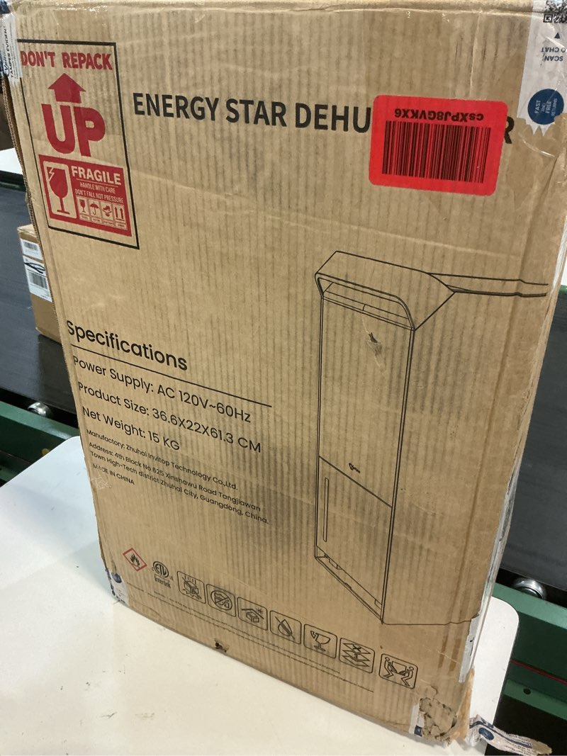 Condition photo showing As Is for 4,000 sq.ft most efficient energy star 2024 dehumidifier,vellgoo max 64 pint/d dehumidifier for basement with drain hose, smart humidity control, for home, bathroom, garage 64 pints - 4,000 sq. ft